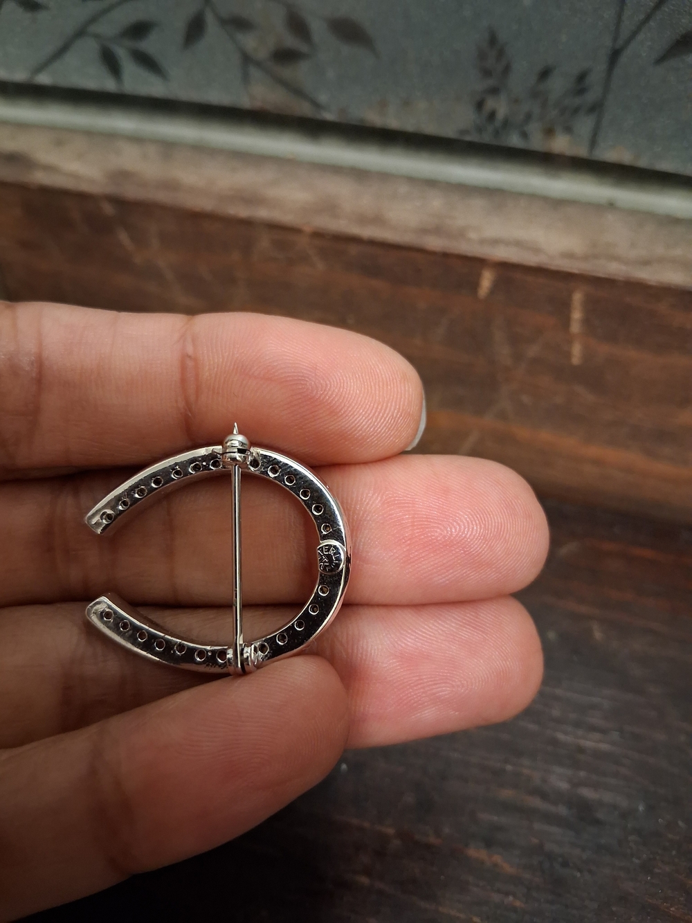 Sterling Silver Crystal Horseshoe Pin Brooch Tru Kay - Picture 5 of 5